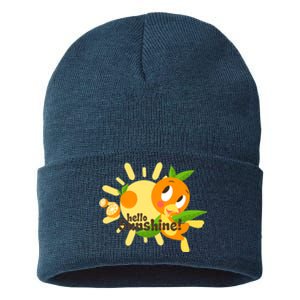 Hello Sunshine! Orange Bird (White Background) Sustainable Knit Beanie