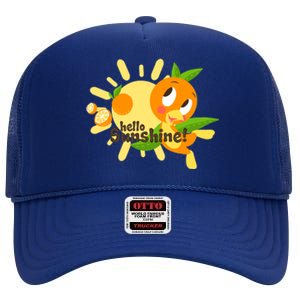 Hello Sunshine! Orange Bird (White Background) High Crown Mesh Back Trucker Hat