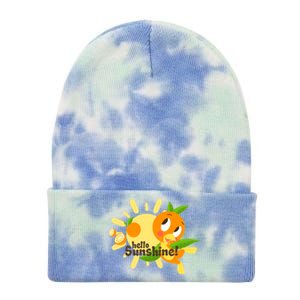 Hello Sunshine! Orange Bird (White Background) Tie Dye 12in Knit Beanie