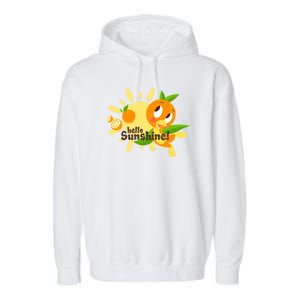 Hello Sunshine! Orange Bird (White Background) Garment-Dyed Fleece Hoodie