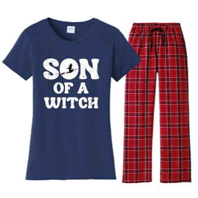 Halloween Son Of A Witch Funny Costume Family Women's Flannel Pajama Set