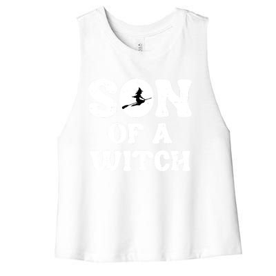 Halloween Son Of A Witch Funny Costume Family Women's Racerback Cropped Tank