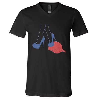 Heels Stepping On Red Maga Hat Election 2024 V-Neck T-Shirt