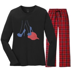 Heels Stepping On Red Maga Hat Election 2024 Women's Long Sleeve Flannel Pajama Set 