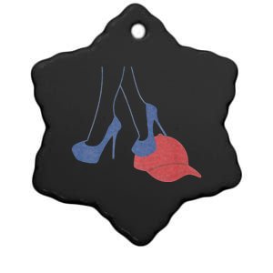 Heels Stepping On Red Maga Hat Election 2024 Ceramic Star Ornament