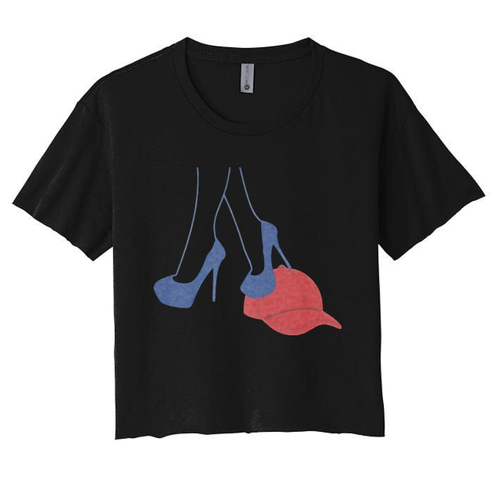 Heels Stepping On Red Maga Hat Election 2024 Women's Crop Top Tee