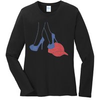 Heels Stepping On Red Maga Hat Election 2024 Ladies Long Sleeve Shirt