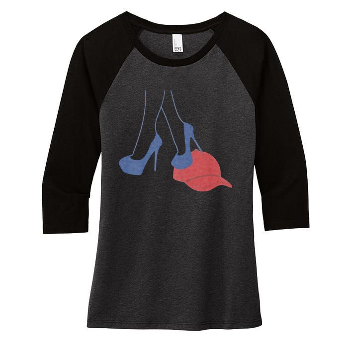 Heels Stepping On Red Maga Hat Election 2024 Women's Tri-Blend 3/4-Sleeve Raglan Shirt