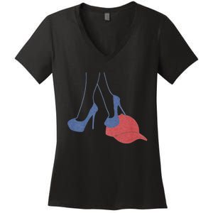 Heels Stepping On Red Maga Hat Election 2024 Women's V-Neck T-Shirt