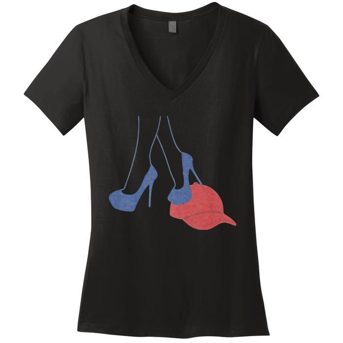 Heels Stepping On Red Maga Hat Election 2024 Women's V-Neck T-Shirt