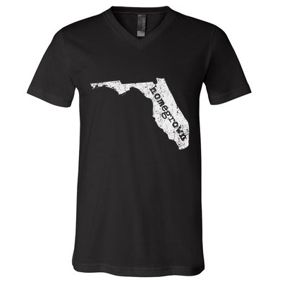 Home State Of Florida Homegrown Florida Native Gift V-Neck T-Shirt