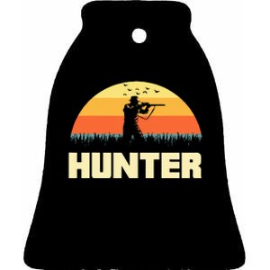 Hunter Silhouette On Sunset Ceramic Bell Ornament