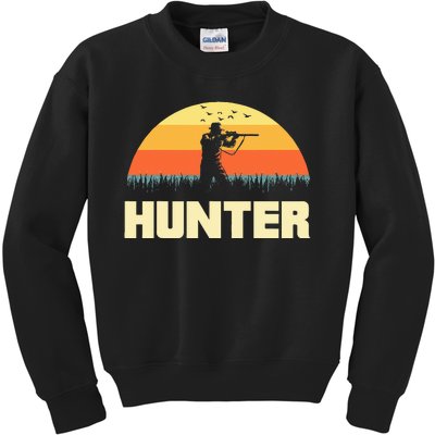 Hunter Silhouette On Sunset Kids Sweatshirt