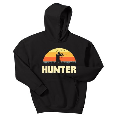 Hunter Silhouette On Sunset Kids Hoodie