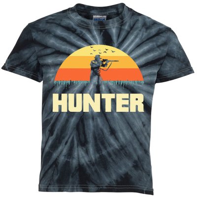 Hunter Silhouette On Sunset Kids Tie-Dye T-Shirt