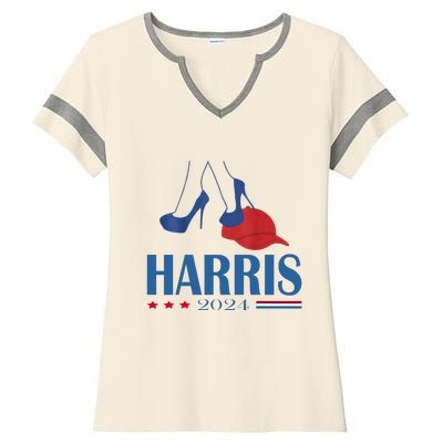 Heels Stepping On Red Maga Hat Election 2024 Ladies Halftime Notch Neck Tee