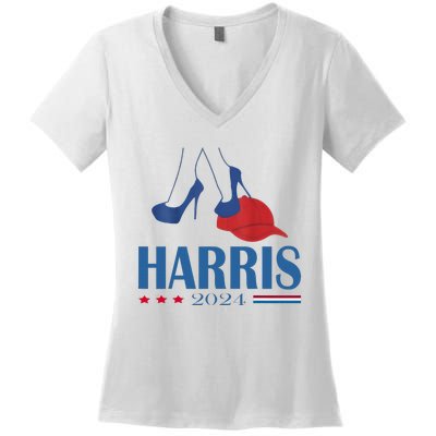 Heels Stepping On Red Maga Hat Election 2024 Women's V-Neck T-Shirt