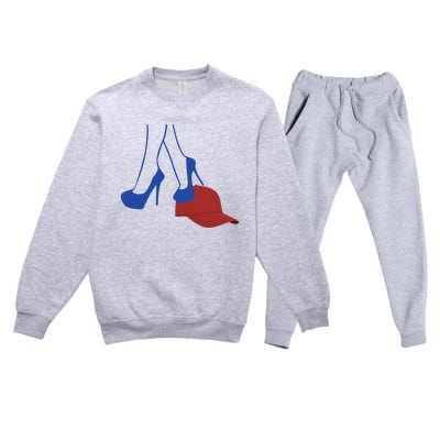 Heels Stepping On Red Hat Premium Crewneck Sweatsuit Set