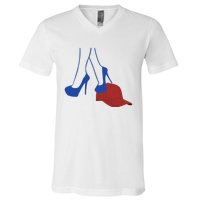 Heels Stepping On Red Hat V-Neck T-Shirt