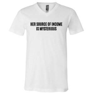 Her Source Of Income Is Mysterious V-Neck T-Shirt