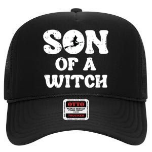 Halloween Son Of A Witch Funny Costume Family Boy Kids Teen High Crown Mesh Back Trucker Hat