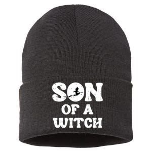 Halloween Son Of A Witch Funny Costume Family Boy Kids Teen Sustainable Knit Beanie