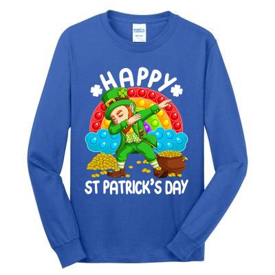 Happy St Patrick's Day Leprechaun Pop It Rainbow Fidget Toy Gift Tall Long Sleeve T-Shirt