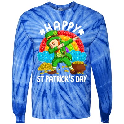 Happy St Patrick's Day Leprechaun Pop It Rainbow Fidget Toy Gift Tie-Dye Long Sleeve Shirt