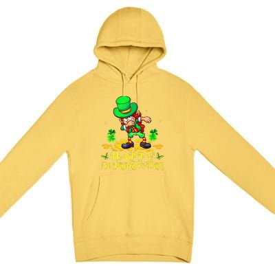 Happy St. Patrick Day Leprechaun Dabbing Ireland Flag Premium Pullover Hoodie