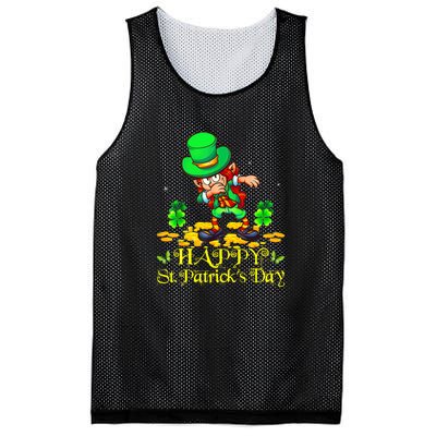 Happy St. Patrick Day Leprechaun Dabbing Ireland Flag Mesh Reversible Basketball Jersey Tank