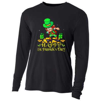 Happy St. Patrick Day Leprechaun Dabbing Ireland Flag Cooling Performance Long Sleeve Crew