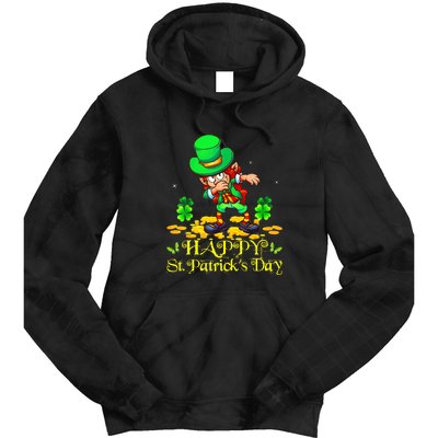 Happy St. Patrick Day Leprechaun Dabbing Ireland Flag Tie Dye Hoodie