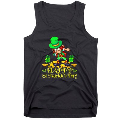 Happy St. Patrick Day Leprechaun Dabbing Ireland Flag Tank Top