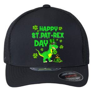 Happy St Pat Rex Day Dinosaur Irish Shamrock St Patricks Day Flexfit Unipanel Trucker Cap