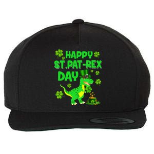 Happy St Pat Rex Day Dinosaur Irish Shamrock St Patricks Day Wool Snapback Cap