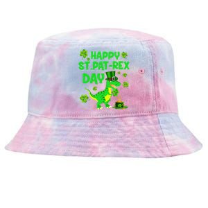 Happy St Pat Rex Day Dinosaur Irish Shamrock St Patricks Day Tie-Dyed Bucket Hat