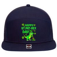 Happy St Pat Rex Day Dinosaur Irish Shamrock St Patricks Day 7 Panel Mesh Trucker Snapback Hat