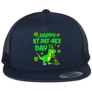 Happy St Pat Rex Day Dinosaur Irish Shamrock St Patricks Day Flat Bill Trucker Hat