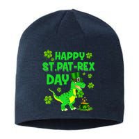 Happy St Pat Rex Day Dinosaur Irish Shamrock St Patricks Day Sustainable Beanie