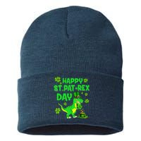 Happy St Pat Rex Day Dinosaur Irish Shamrock St Patricks Day Sustainable Knit Beanie