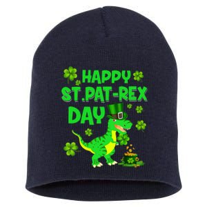 Happy St Pat Rex Day Dinosaur Irish Shamrock St Patricks Day Short Acrylic Beanie