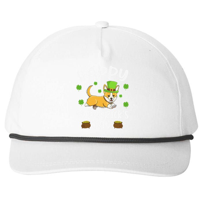 Happy St Patrick's Day Funy Saint Patricks Corgi Dog Snapback Five-Panel Rope Hat