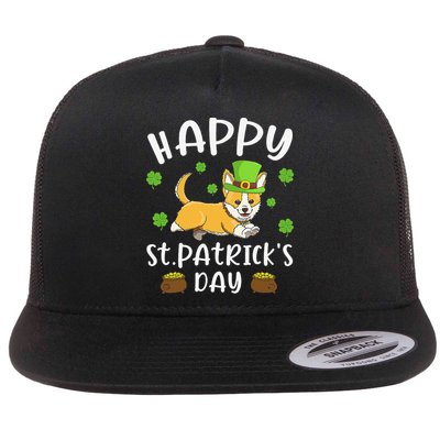 Happy St Patrick's Day Funy Saint Patricks Corgi Dog Flatbill Hat