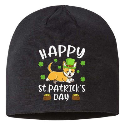 Happy St Patrick's Day Funy Saint Patricks Corgi Dog Sustainable Beanie