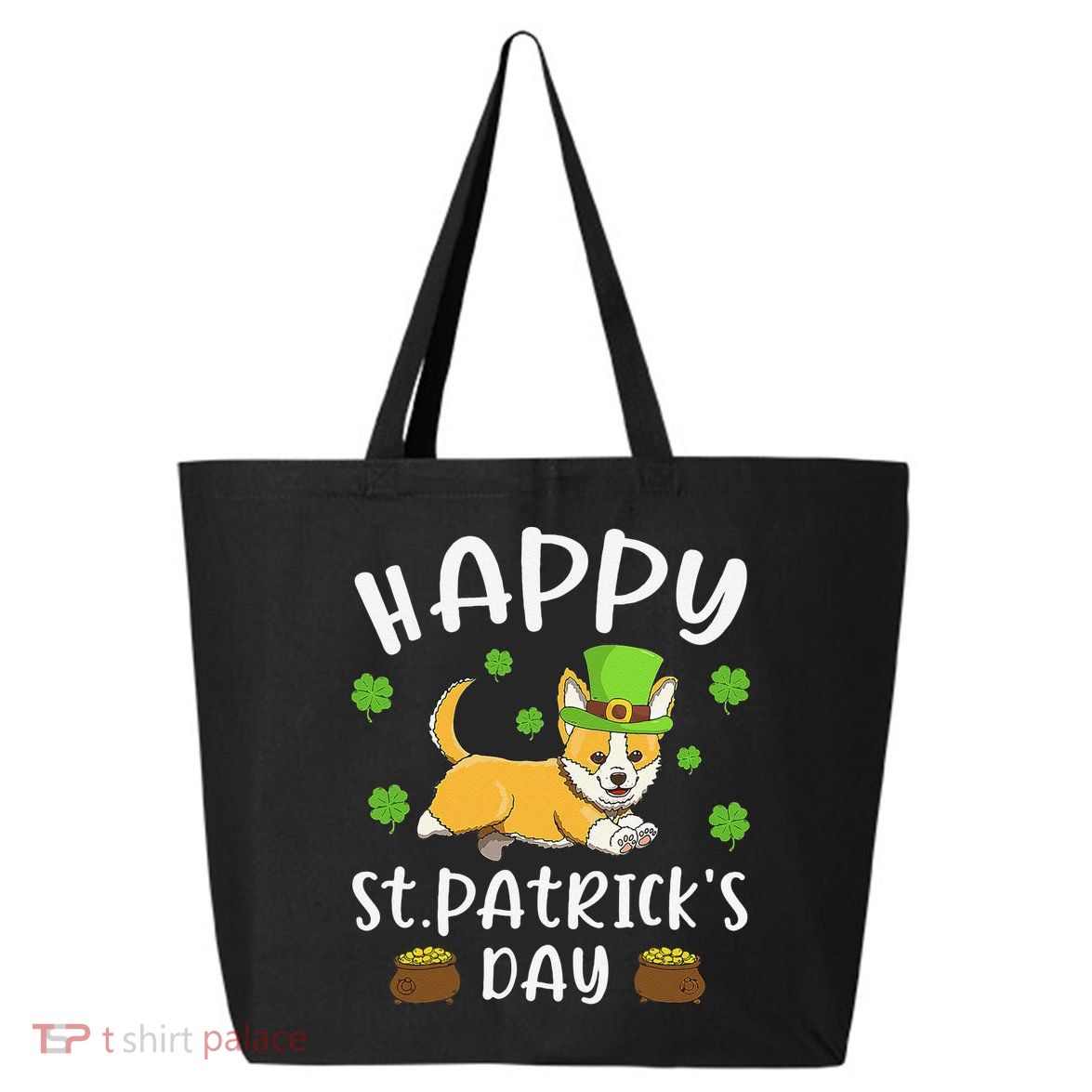Happy St Patrick's Day Funy Saint Patricks Corgi Dog 25L Jumbo Tote
