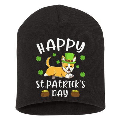 Happy St Patrick's Day Funy Saint Patricks Corgi Dog Short Acrylic Beanie