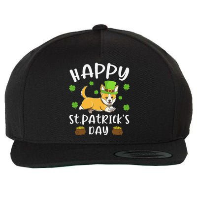 Happy St Patrick's Day Funy Saint Patricks Corgi Dog Wool Snapback Cap