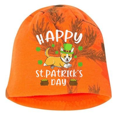 Happy St Patrick's Day Funy Saint Patricks Corgi Dog Kati - Camo Knit Beanie