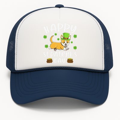 Happy St Patrick's Day Funy Saint Patricks Corgi Dog Trucker Hat