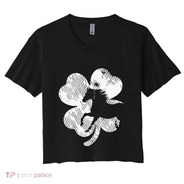 Horse St Patricks Day Irish Shamrock Crop Top